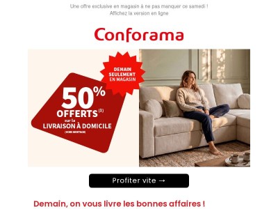 🚚 Demain seulement : -50 % sur la livraison à domicile !