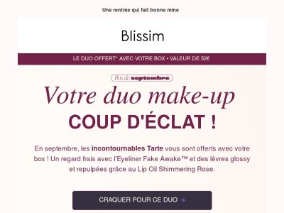 2 best-sellers Tarte offerts avec votre box !