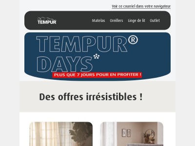 {{ lastname }}, plus que 7 jours pour profiter de nos offres Tempur Days !
