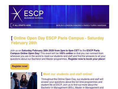 [ONLINE OPEN DAY] Saturday February 28th | Join us for the Paris Campus Online Open Day