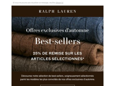 Profitez de 25 % de réduction sur nos modèles les plus prisés