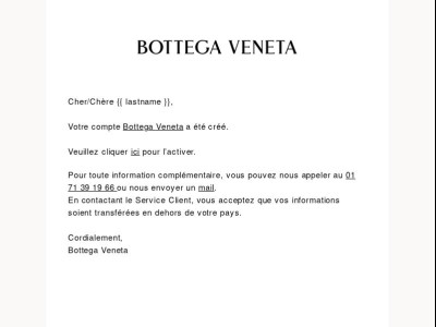 Bienvenue sur Bottega Veneta - Veuillez confirmer votre adresse e-mail