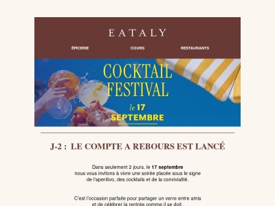 J-2 avant le Cocktail Festival chez Eataly !