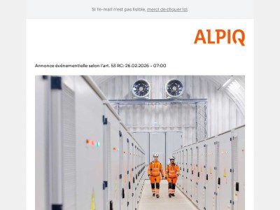 Annonce événementielle : Alpiq affiche des finances robustes malgré un arrêt de production prolongé imprévu