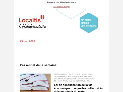 L'Hebdo Localtis du vendredi 29 mai 2026