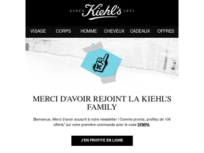 Merci d'avoir rejoint la kiehl's family