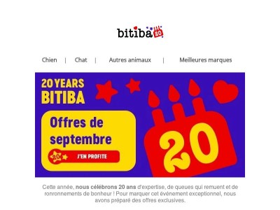  Nous fêtons nos 20 ans ! Offres de septembre