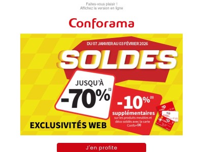 Exclusivités Web : Soldes chez Conforama !