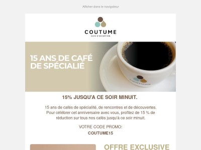 -15% jusqu'à CE SOIR MINUIT