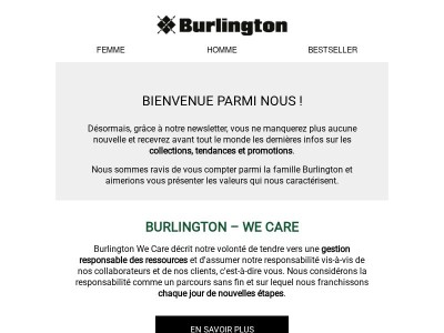 Bienvenue chez Burlington ! 💌