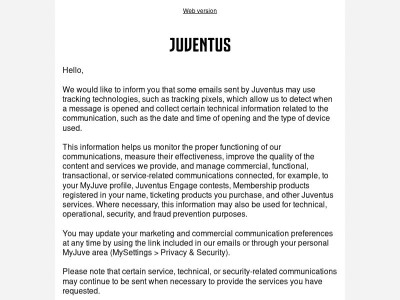 Information about Technologies Used in Juventus Emails