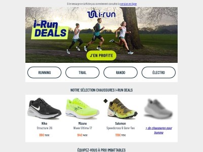 👟 I-Run Deals : chaussures & vêtements à prix imbattables