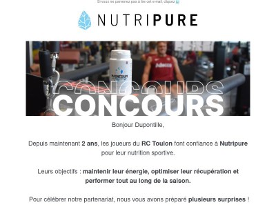 🎁 Nutripure x RCT : votre avantage exclusif + un jeu concours à ne pas manquer