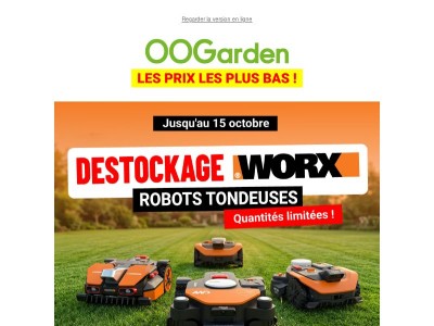 💥​DESTOCKAGE WORX 👉​ Robots tondeuses en promo !