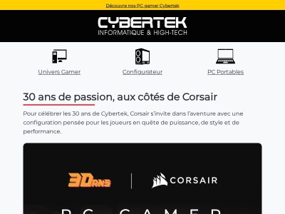 30 ans Cybertek x Corsair : découvre le PC Infinity 30 🥳