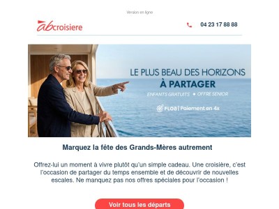 💐Offres croisières spéciales fête des Grands-Mères