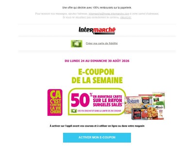 Votre E-coupon de la semaine : 50% sur les surgelés salés 🍕