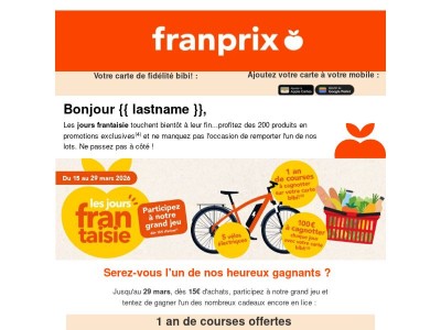 🎁​{{ lastname }}, 1 an de courses à gagner !