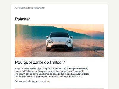 Polestar 4 coupé | Disponible à partir de 44 990 € HTVA pour les professionnels