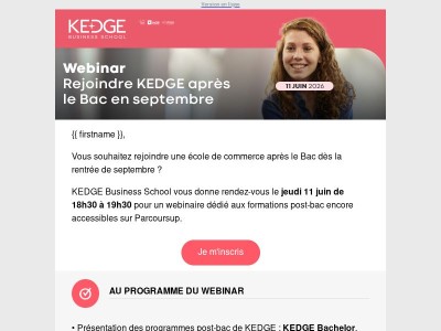 Webinaire Parcoursup : les formations post-bac de KEDGE encore accessibles