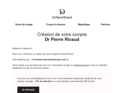 Dr Pierre Ricaud - Création de votre compte