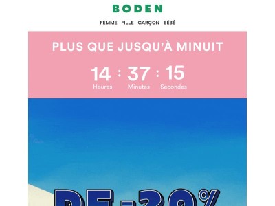 JUSQU'À MINUIT SEULEMENT : de -20% à -60%
