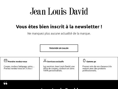 "Jean Louis David - Confirmation inscription newsletter"