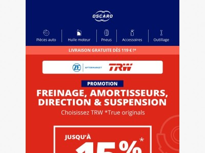 👨‍🔧 Osez la qualité TRW | Jusqu'à -15% ! 