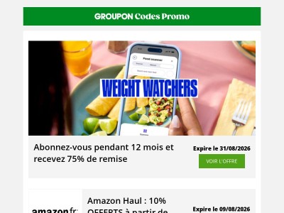 WeightWatchers -75% • Amazon -10% • Booking.com -15% + encore plus !