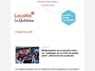 Actualités Localtis du mercredi 9 septembre 2026