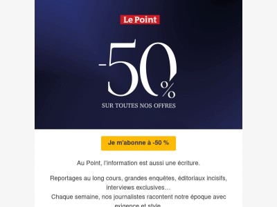 Notre offre à -50 % se termine bientôt ⏳