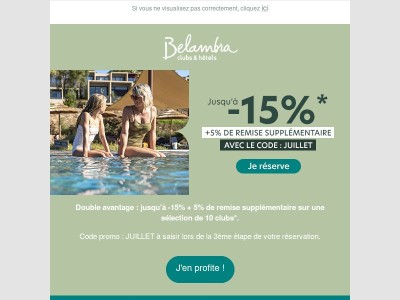 🏖️ JUILLET  jusqu'à -15% + bonus de 5% !