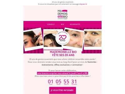 Mademoiselle bio fête ses 20 ans 🎂