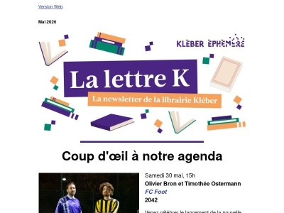 La newsletter de la librairie Kléber