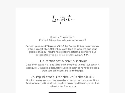 ⏳ Demain 9h30 : Les Soldes d’Hiver Atelier Loupiote !
