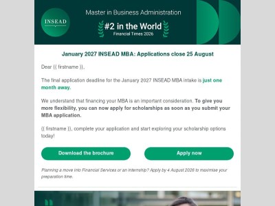 January 2027 MBA: Submit now and apply for scholarships immediately