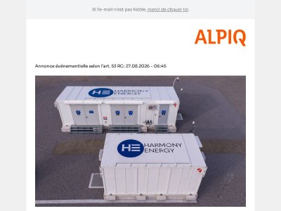 Annonce événementielle : Alpiq poursuit sa stratégie de croissance et renforce son portefeuille de flexibilité