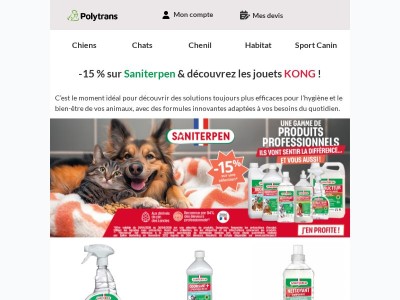 -15 % sur Saniterpen & découvrez les jouets KONG !