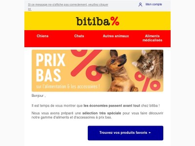 Prix bas sur l'alimentation et les accessoires