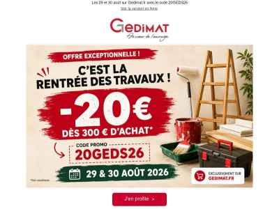 Ce week-end : 20 € offerts dès 300 € d’achat !