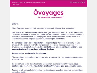 Une information concernant vos préférences email