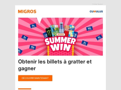 {{ fullname }}, gagnez de superbes prix avec Migros Summer Win