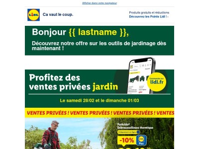 Exclusivité Lidl.fr : -10% pour nos ventes privées jardin !