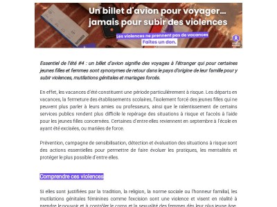 Un billet d’avion pour voyager, jamais pour subir des violences.