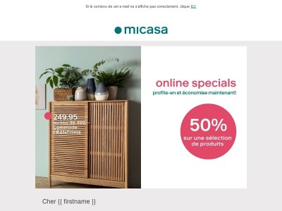 Exclusivement en ligne: 50% sur nos Online-Specials!
