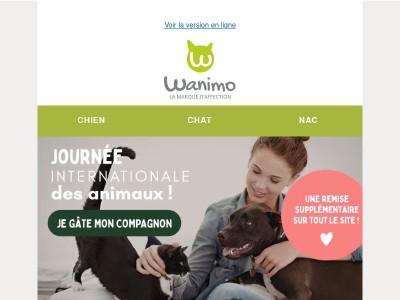 Journée mondiale des animaux : Une remise en plus aujourd'hui uniquement !