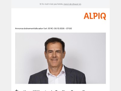 Annonce événementielle : Élection d’Alberto de Paoli au Conseil d’administration d’Alpiq