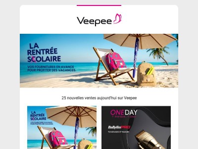 Aujourd'hui : Rentrée des classes, BaByliss Pro, La Perle des Dieux et 22 autres ventes sur Veepee