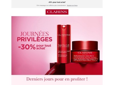 ⏳ JOURNÉES PRIVILÈGES : -30% jusqu’à dimanche !