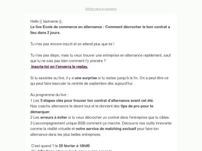 Le live Comment décrocher ton contrat d'alternance est dans 2 jours🚀